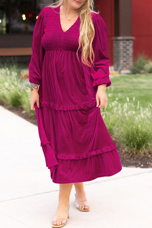 Plus Size Velvet Tiered Maxi Dress