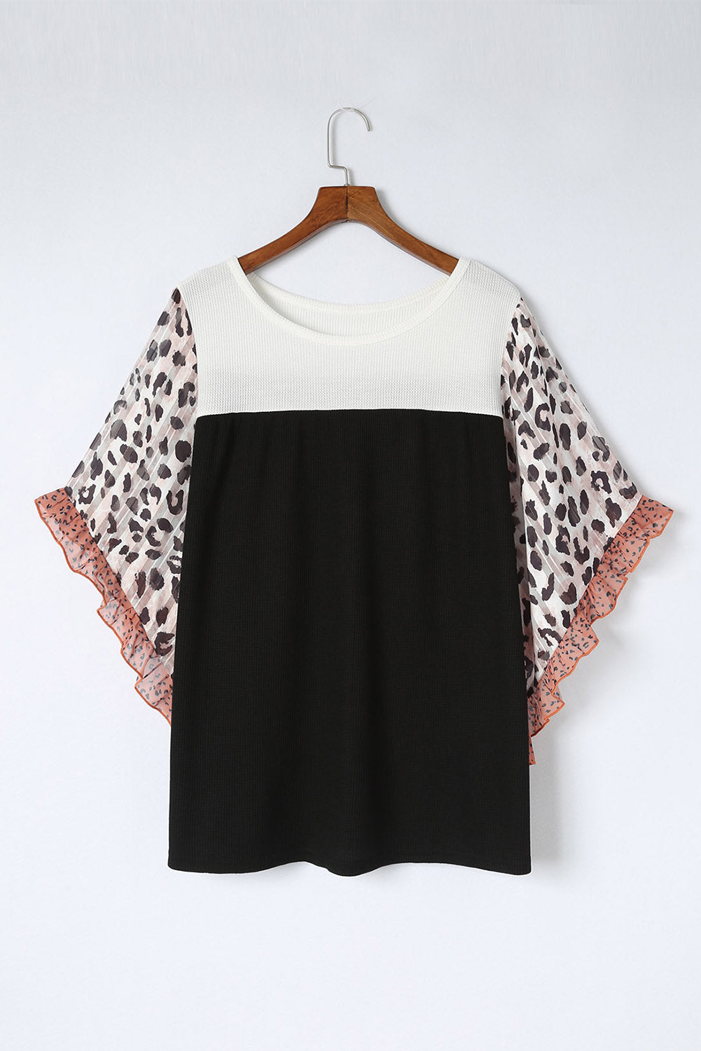 Waffle Animal Ruffle Plus Size Top