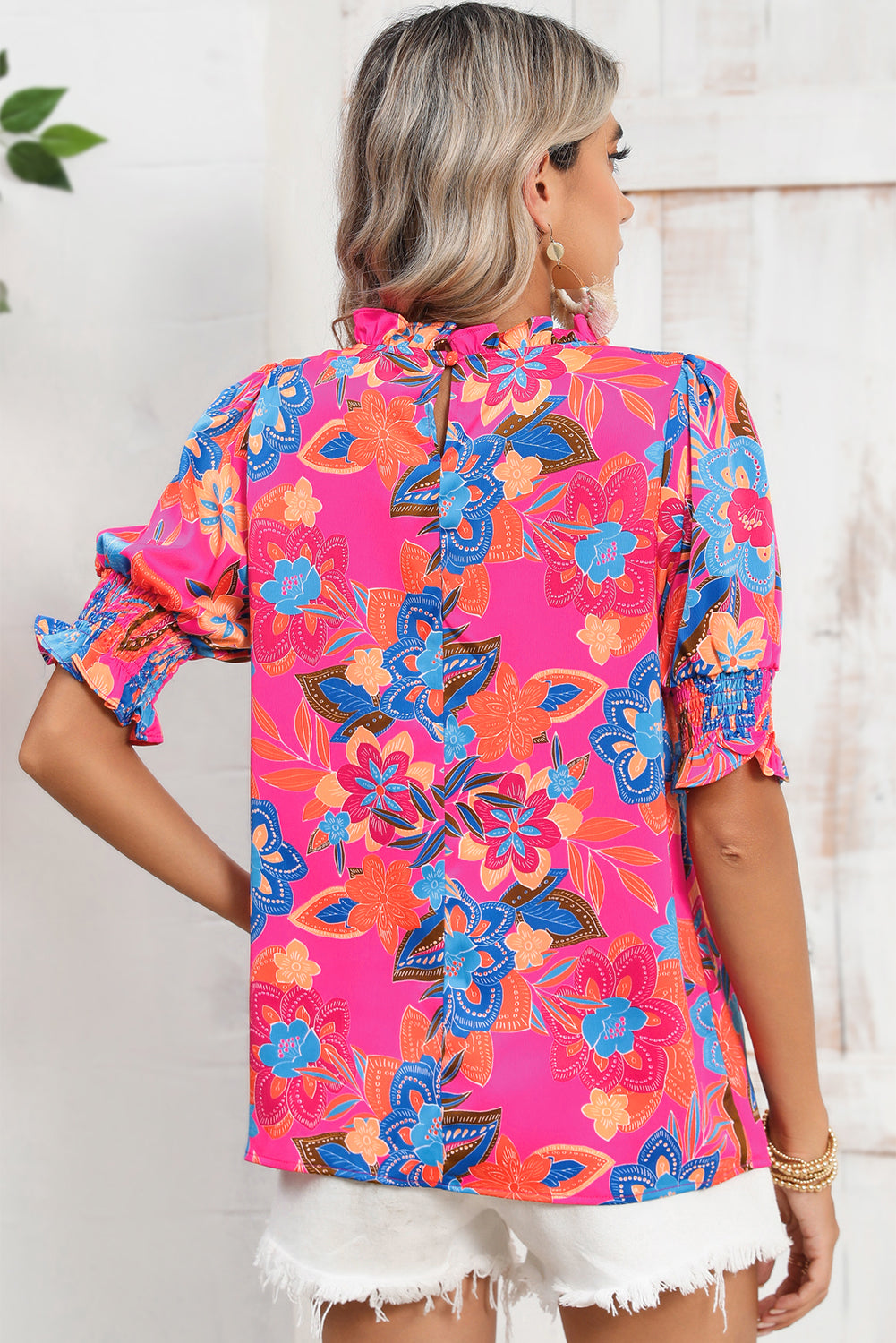 Puff Sleeve Boho Floral Blouse