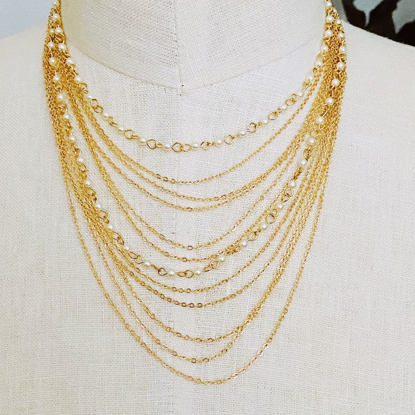 Draping Pearl And Chain Necklace