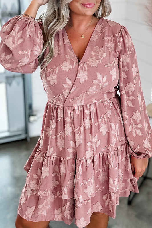 Peach Tiered Ruffle Plus Size Dress