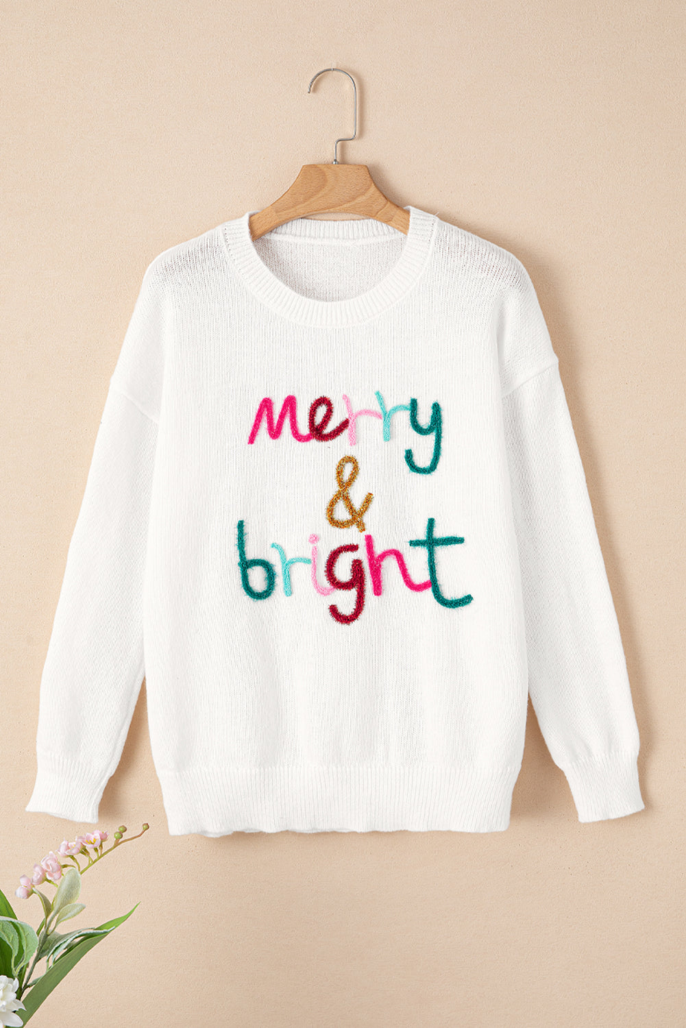 Glitter Tinsel Merry & Bright Knit Sweater