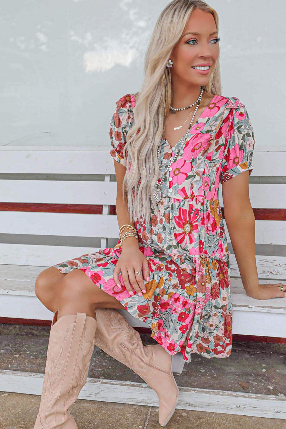 Floral Tiered Shift Dress