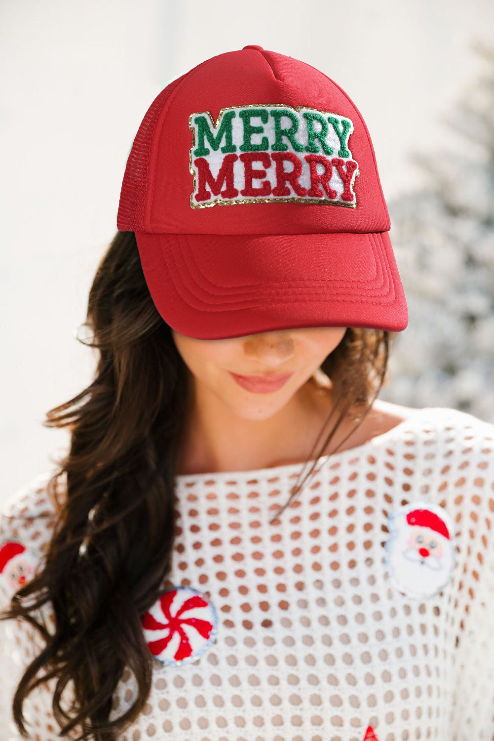 MERRY Patched Detail Christmas Baseball Cap