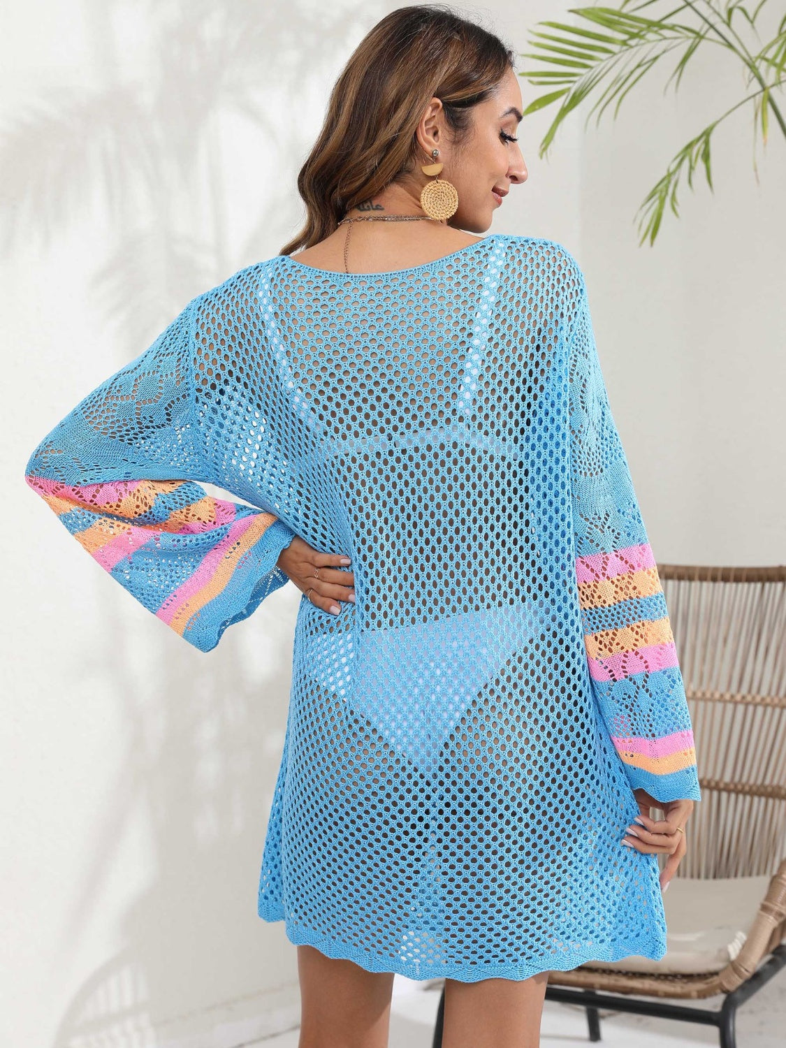 Contrast Long Sleeve Cover-Up