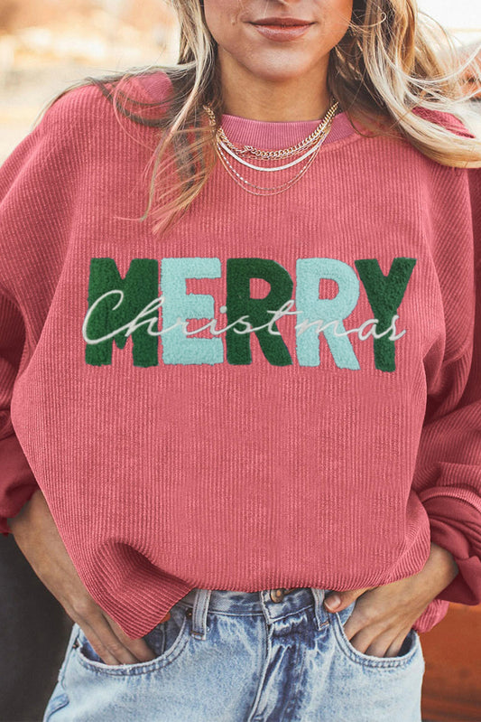 MERRY Christmas Corded Patch Sweatshirt