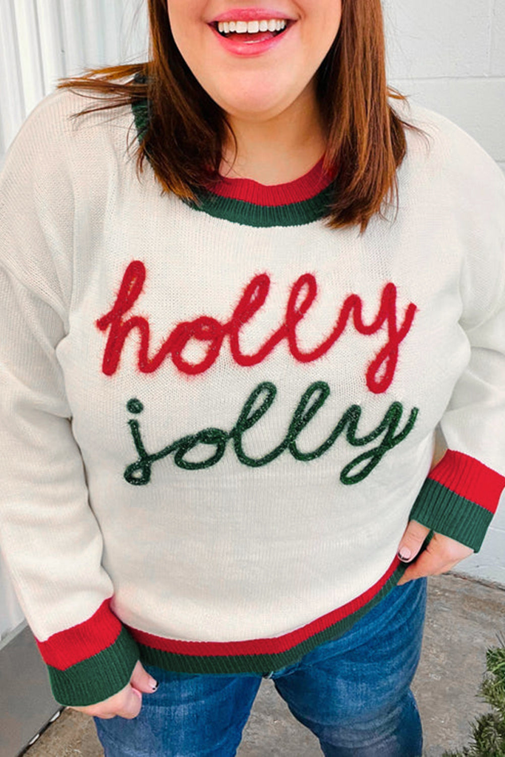 Plus Size Holly Jolly Tinsel Sweater