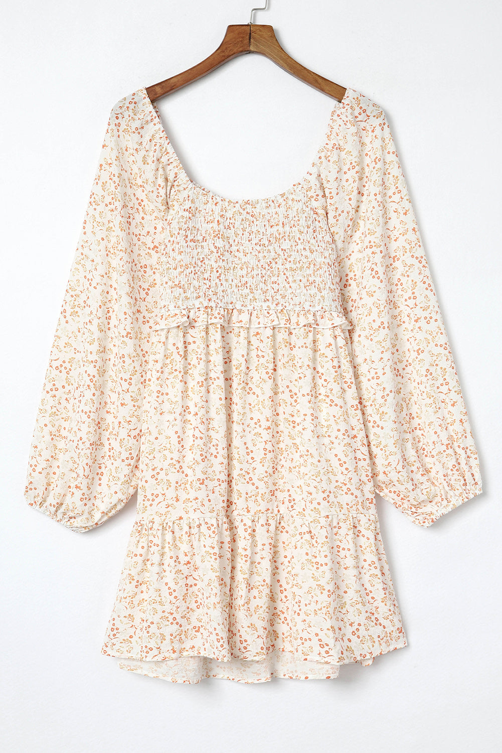 Boho Floral Smocked Puff Sleeve Short Dress