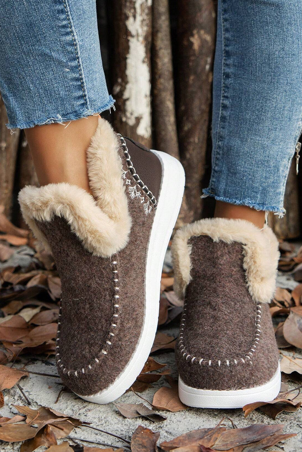 Suede Plush Lined Anklet Boots