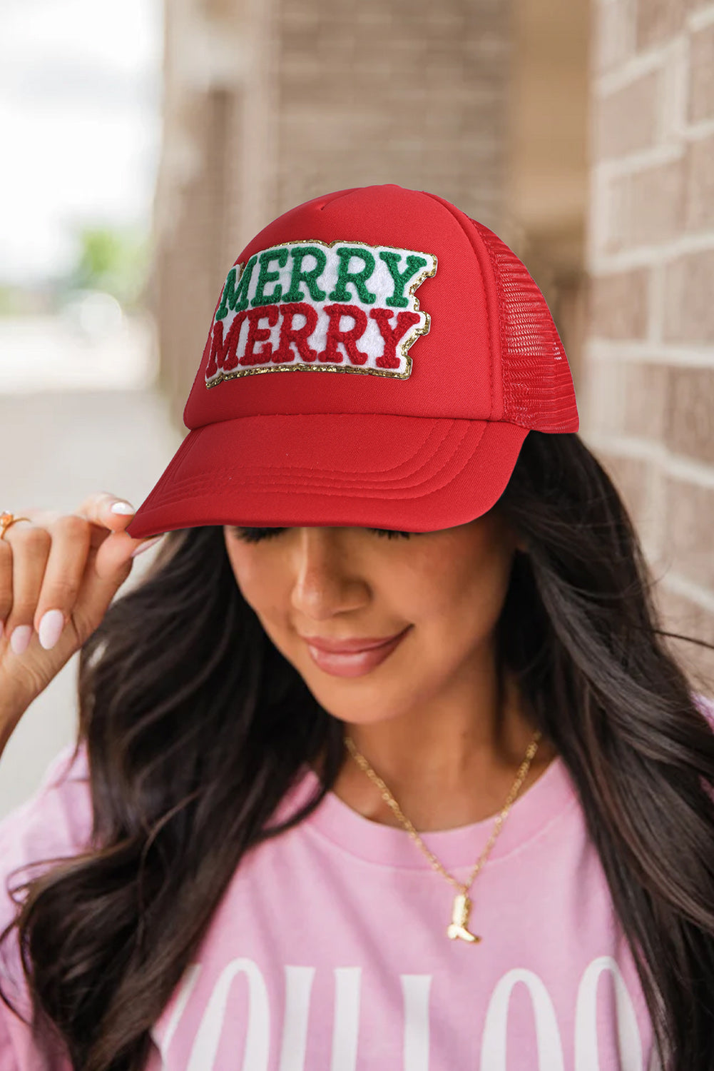 MERRY Patched Detail Christmas Baseball Cap