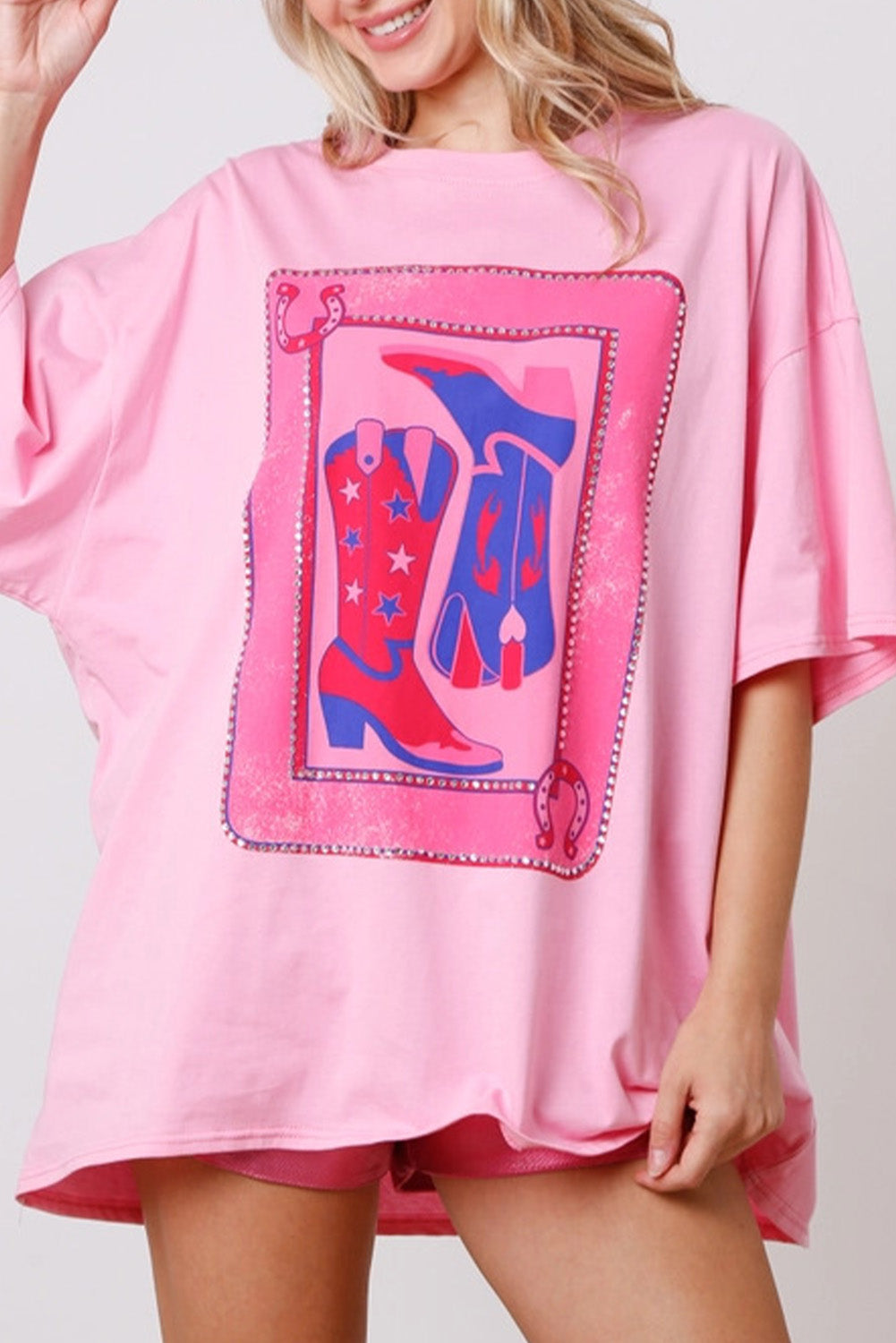 Pink Boots Card Oversized T-Shirt