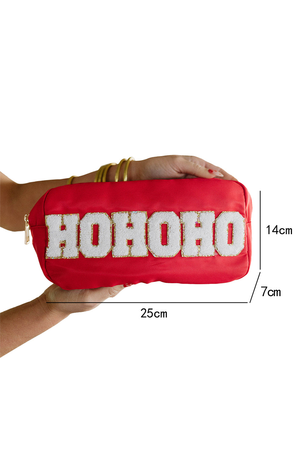 HOHOHO Chenille Glitter Zipper Large Makeup Bag