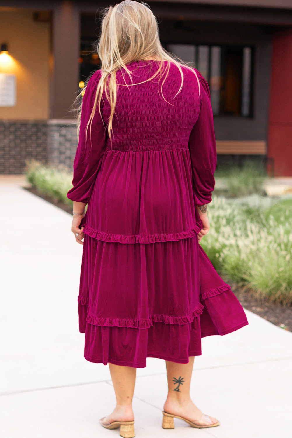 Plus Size Velvet Tiered Maxi Dress