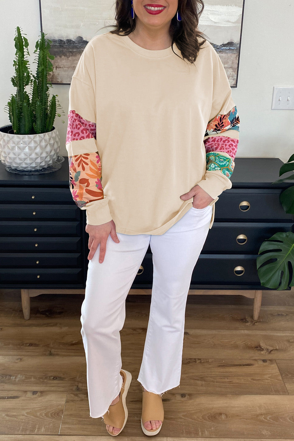 Plus Size Patchwork Sweatshirt