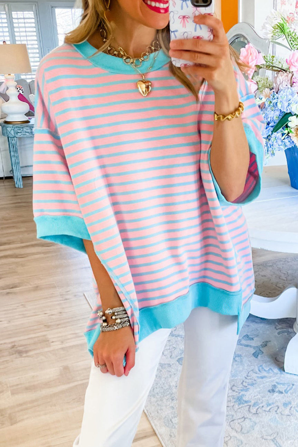 Stripe Drop Sleeve Top