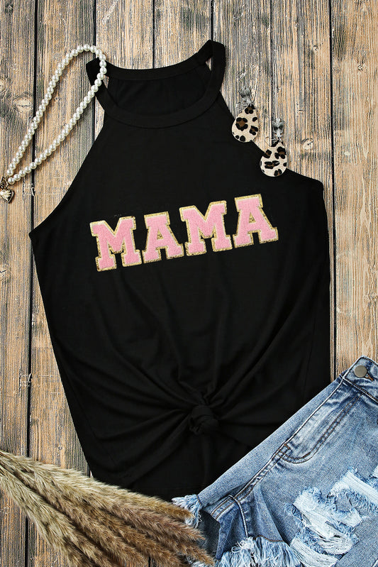 MAMA Graphic Chenille Patched Tank Top