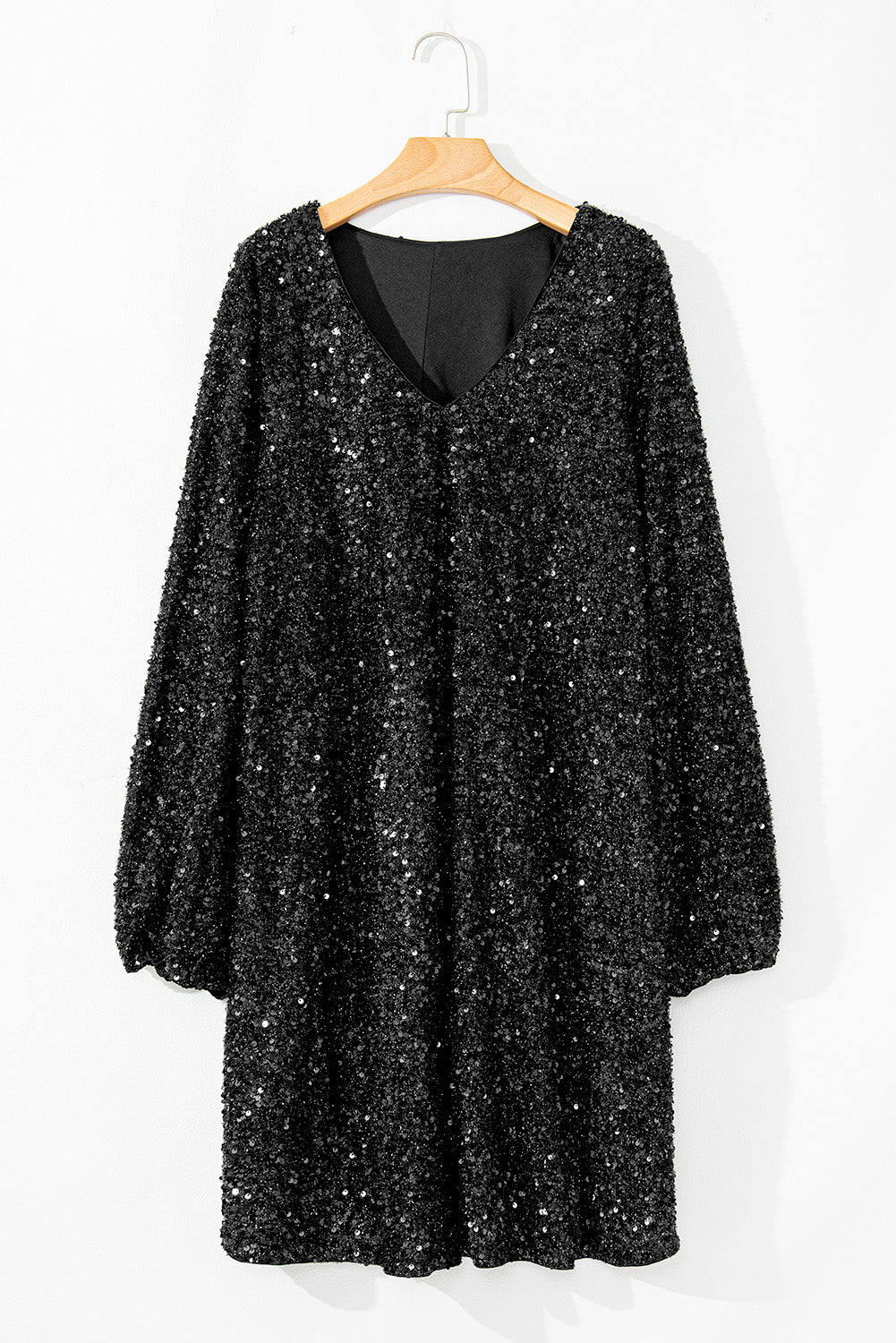 Plus Size Bubble Sleeve Sequin Dress