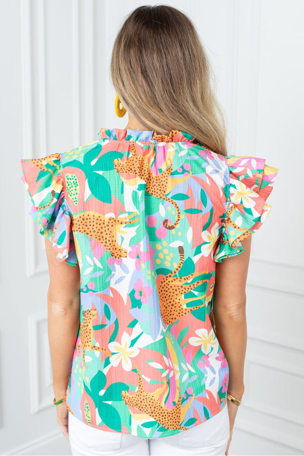 Summer Cheetah Floral Blouse