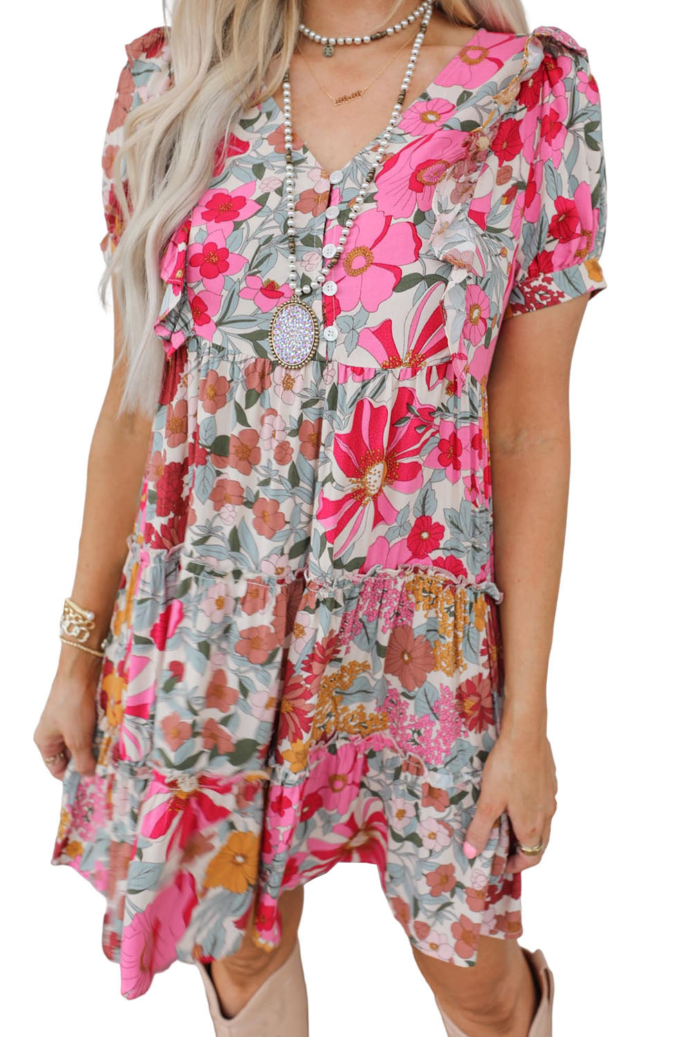 Floral Tiered Shift Dress