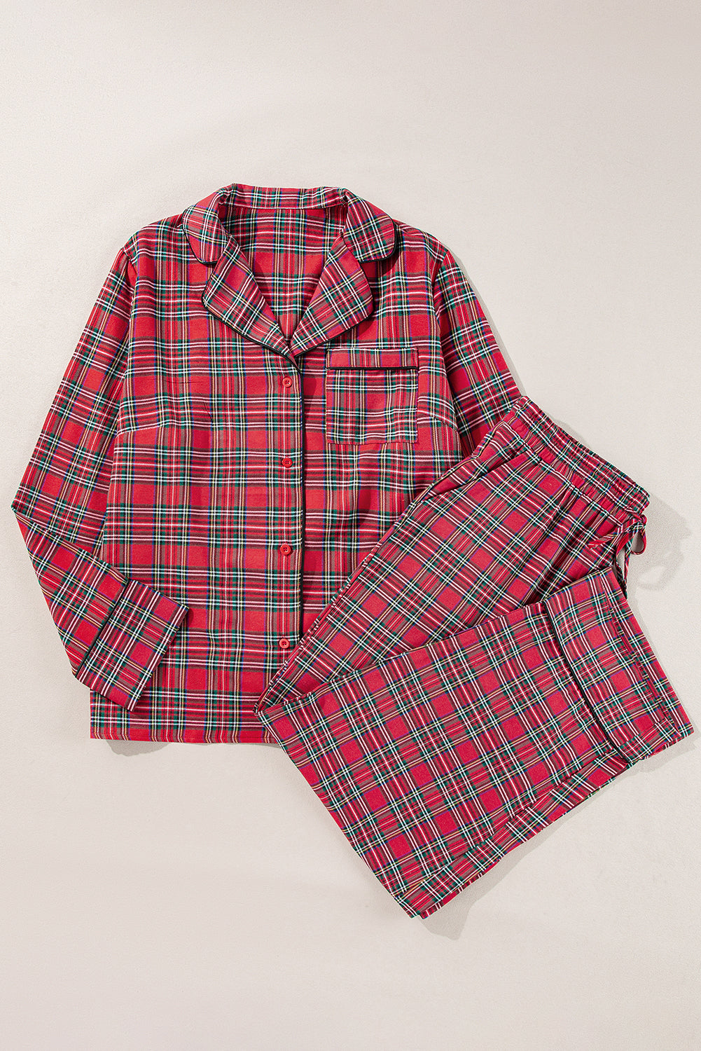 Plus Size Red Plaid Pajama Set