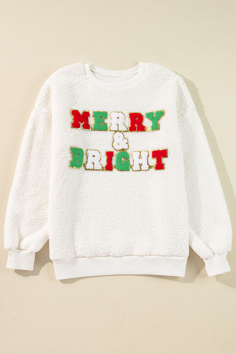 Merry & Bright Print Fuzzy Sweatshirt