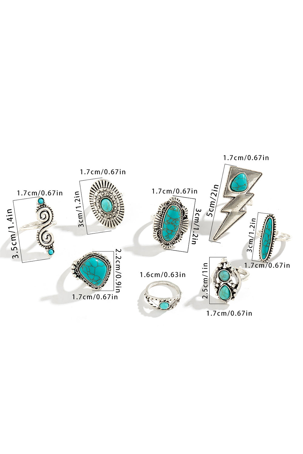 8pcs Vintage Ring Set