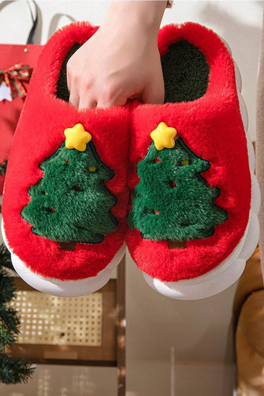 Christmas Tree Plush Slippers