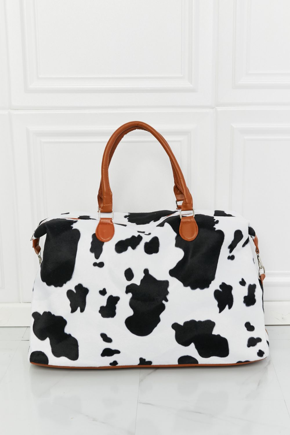 Cow Print Plush Weekender Bag