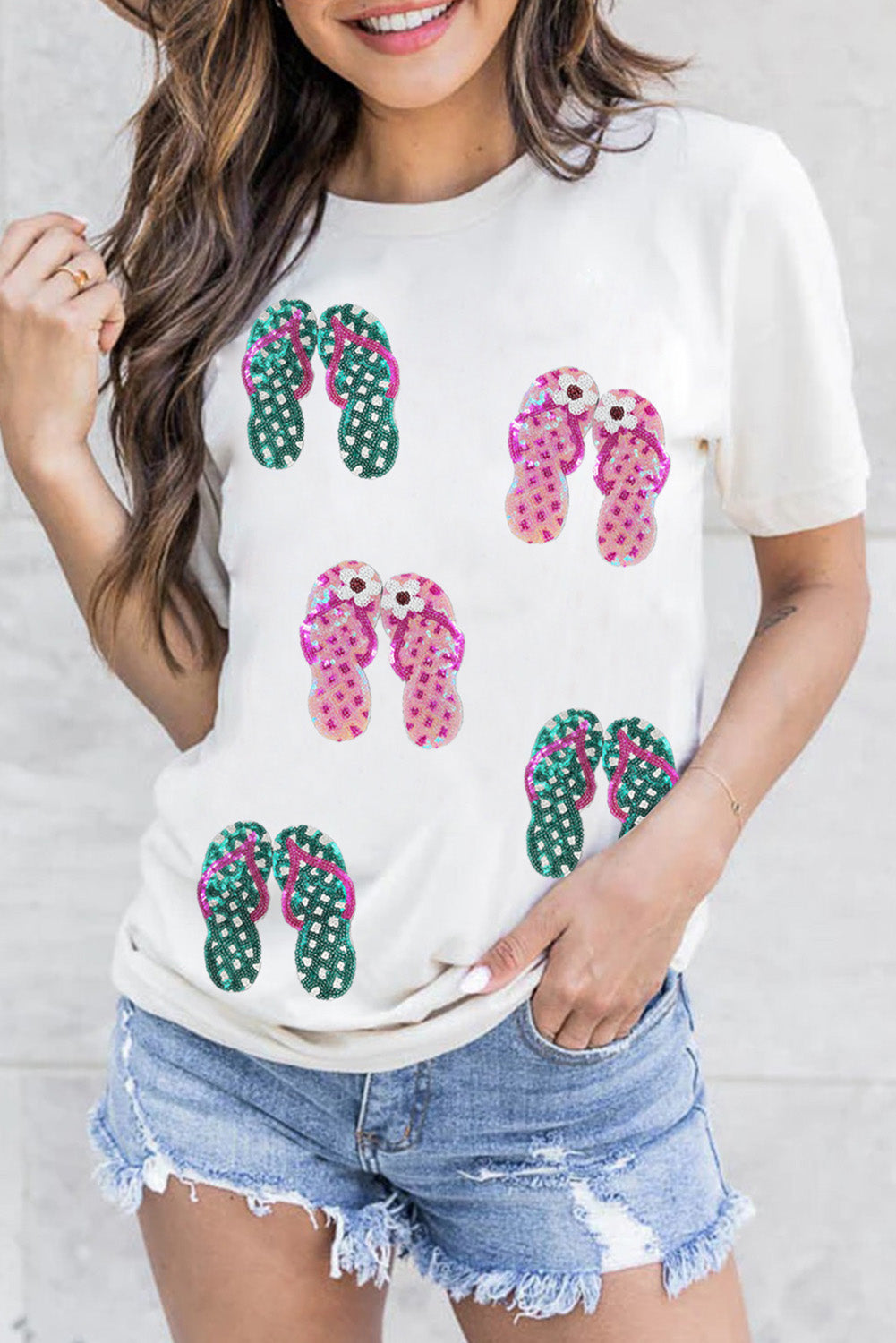 Sequin Flip Flops Tee