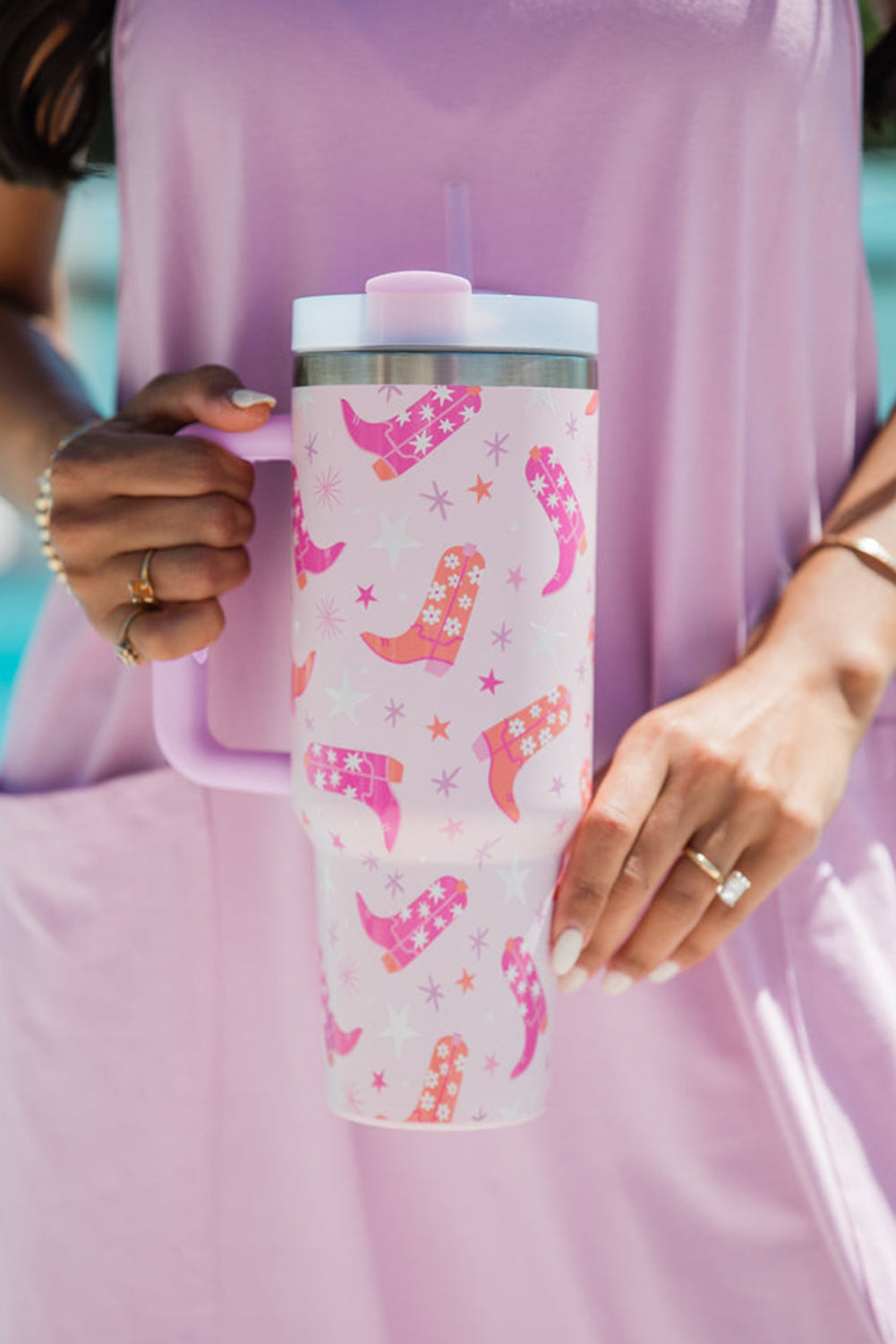 Star Boot Print Tumbler with Straw 40oz