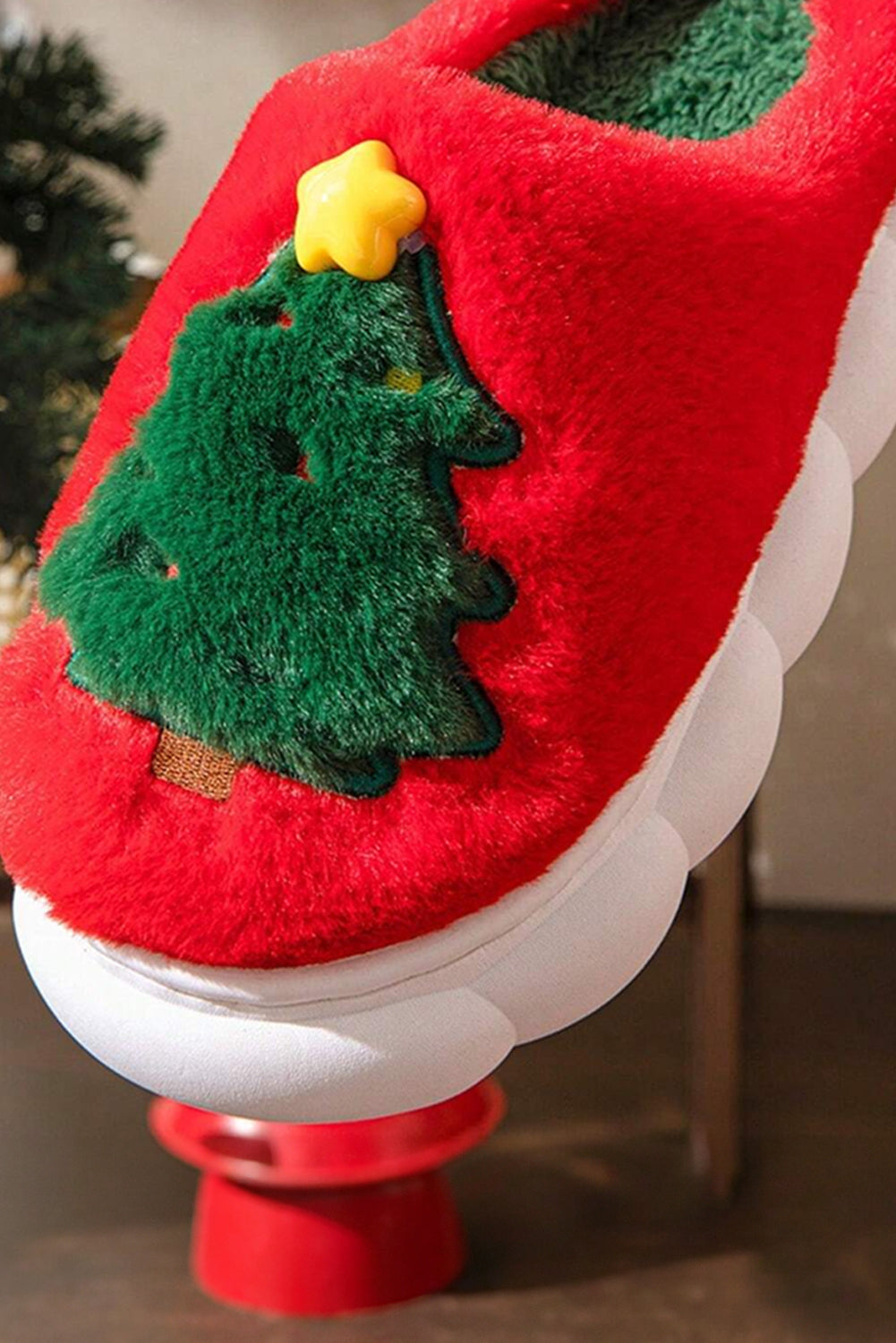 Christmas Tree Plush Slippers