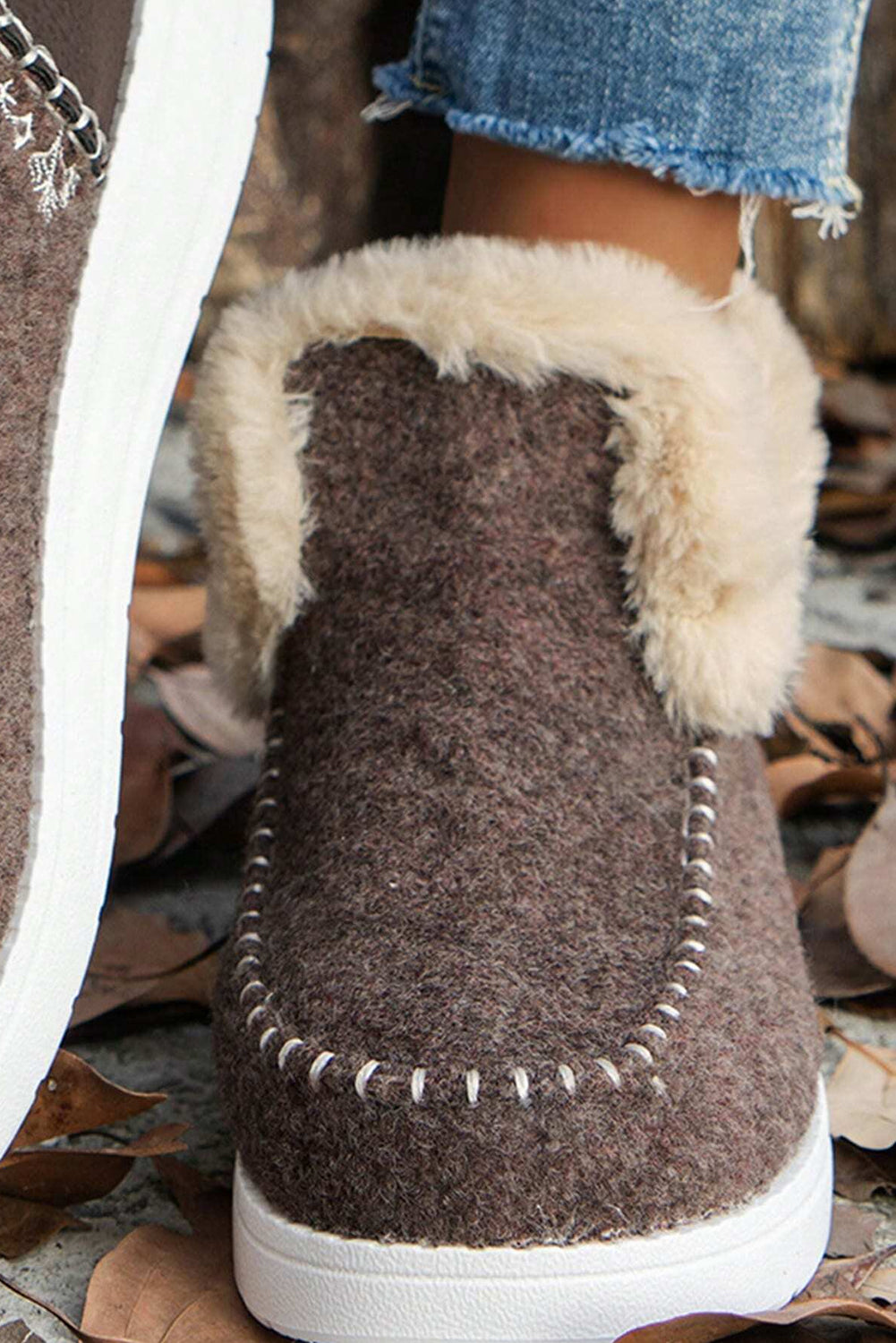 Suede Plush Lined Anklet Boots