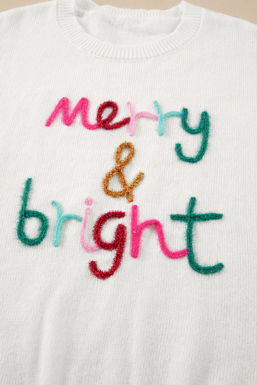 Glitter Tinsel Merry & Bright Knit Sweater