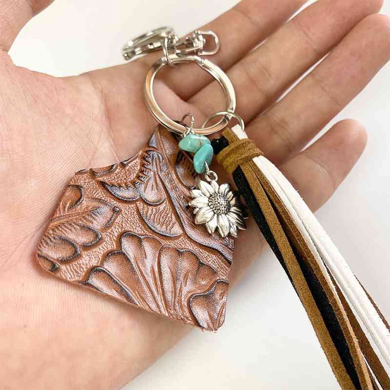 Fringe Cow Tag Key Chain