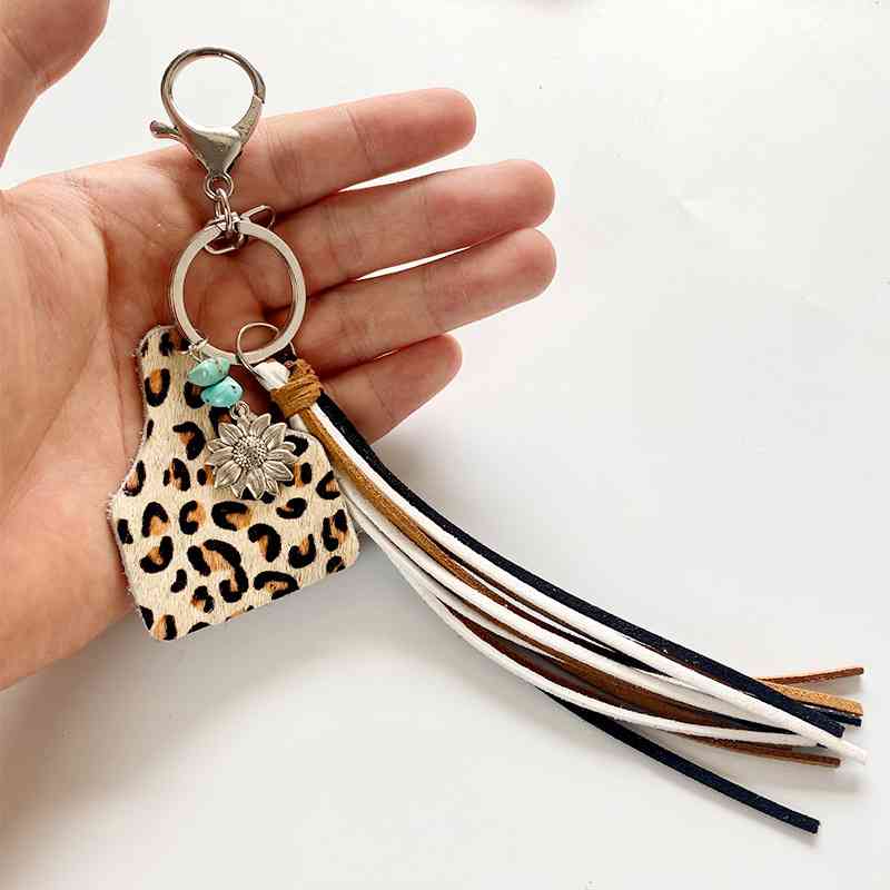 Fringe Cow Tag Key Chain