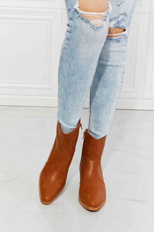 Western Ankle Boots in Ochre