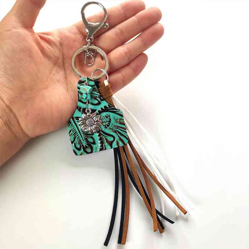 Fringe Cow Tag Key Chain