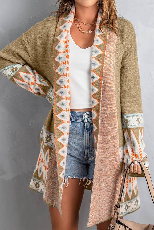 Western Open Front Long Sleeve Cardigan