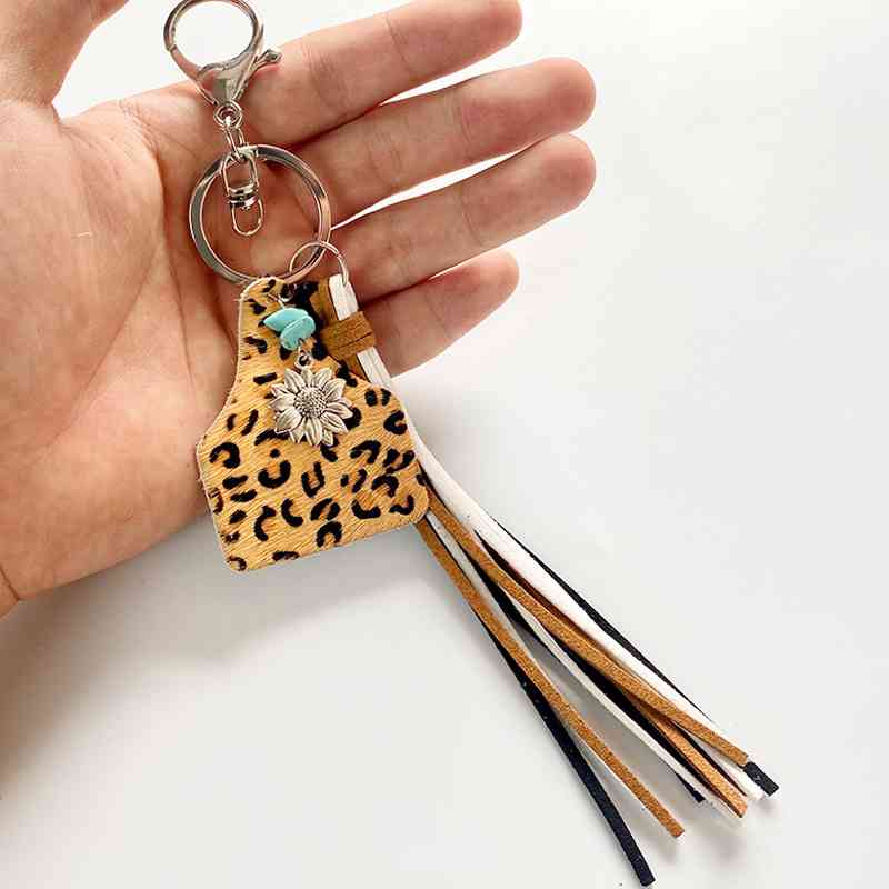 Fringe Cow Tag Key Chain