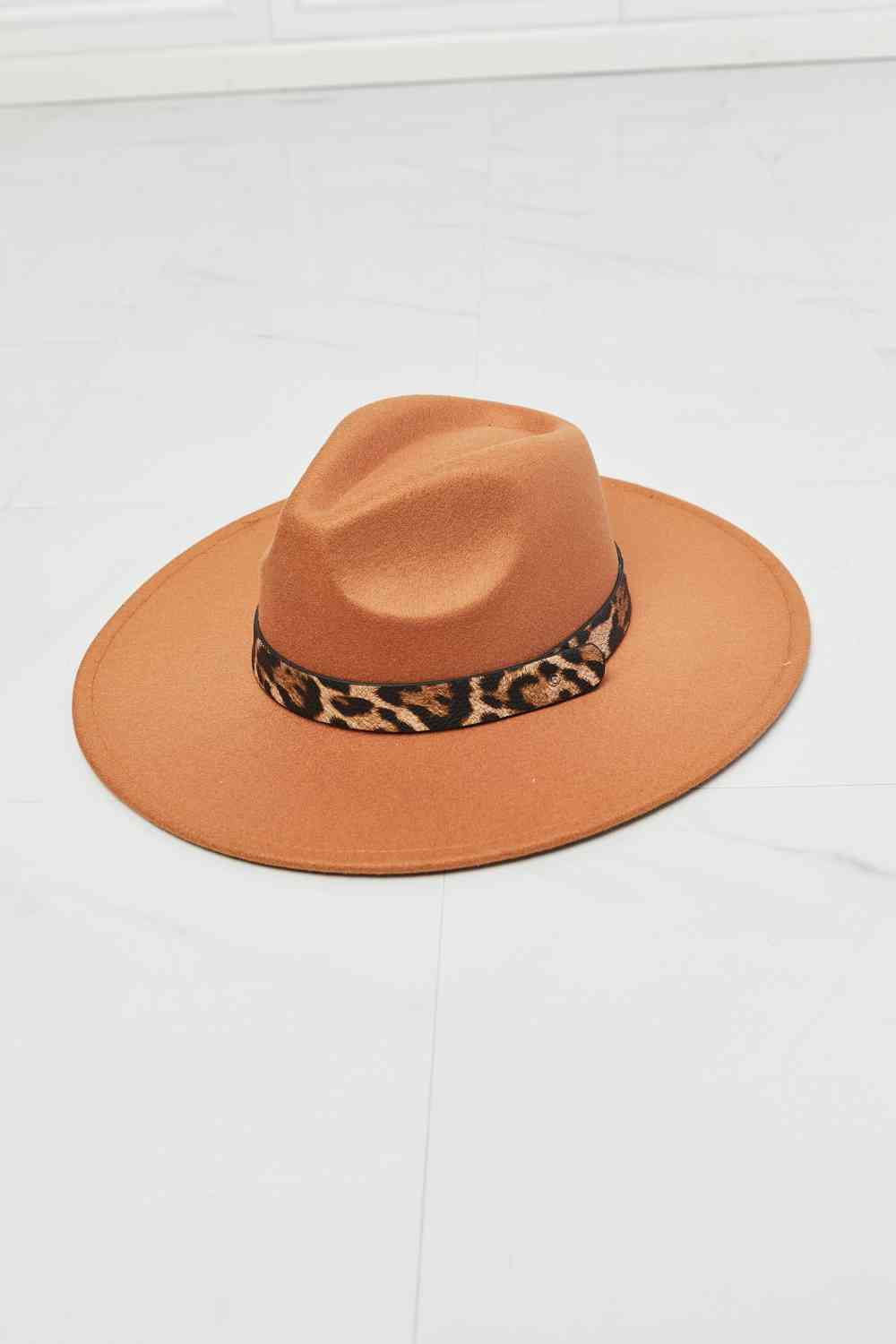 In The Wild Leopard Detail Fedora Hat- Adjustable