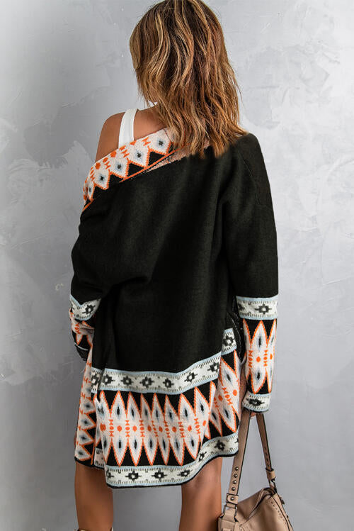 Western Open Front Long Sleeve Cardigan