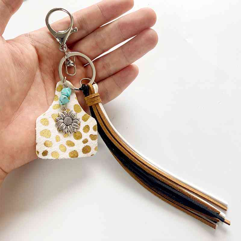 Fringe Cow Tag Key Chain