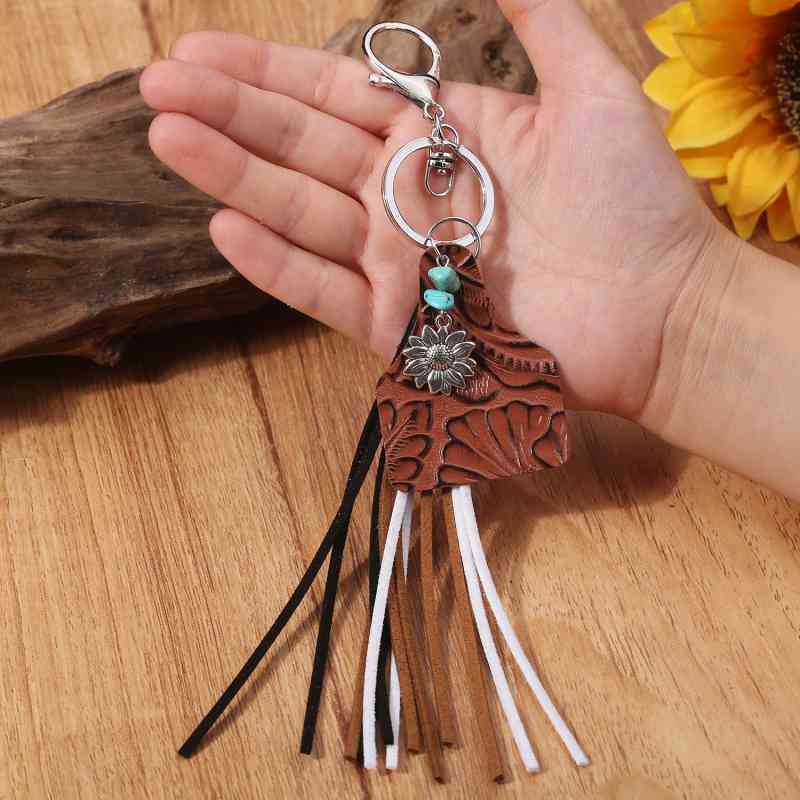 Fringe Cow Tag Key Chain