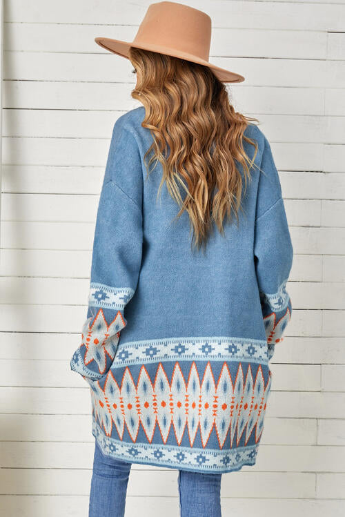 Western Open Front Long Sleeve Cardigan