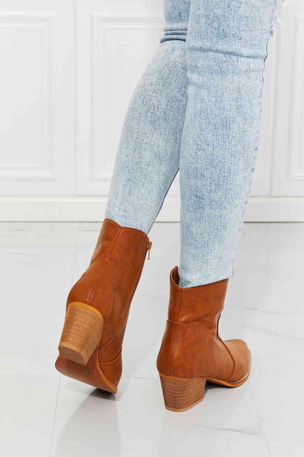 Western Ankle Boots in Ochre