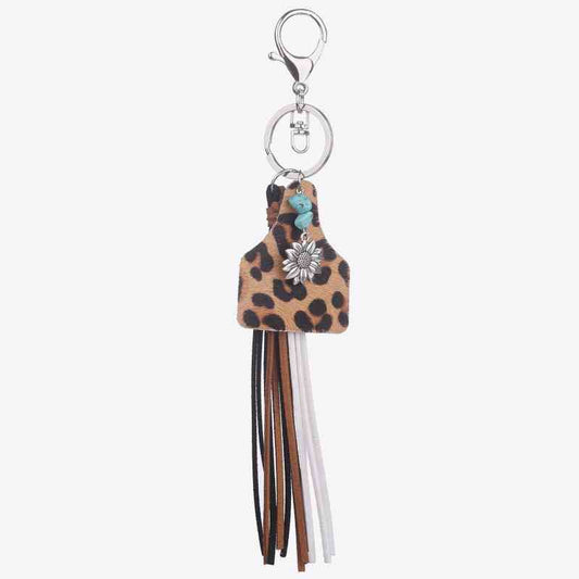 Fringe Cow Tag Key Chain