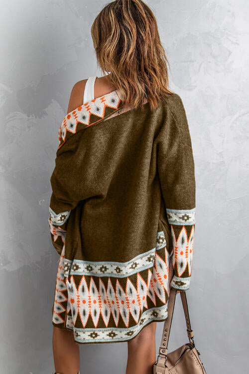 Western Open Front Long Sleeve Cardigan