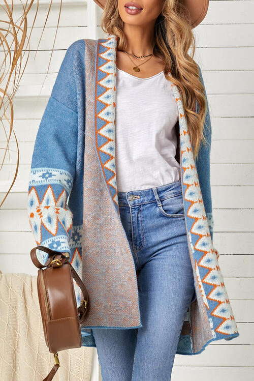 Western Open Front Long Sleeve Cardigan